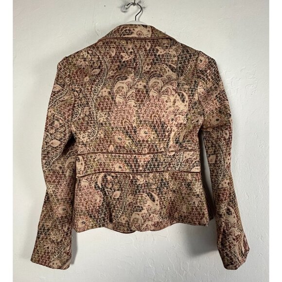 On & On Modern Femme Women's Long Sleeve Blazer Collared Jacket Lined Floral Tan - Picture 2 of 11